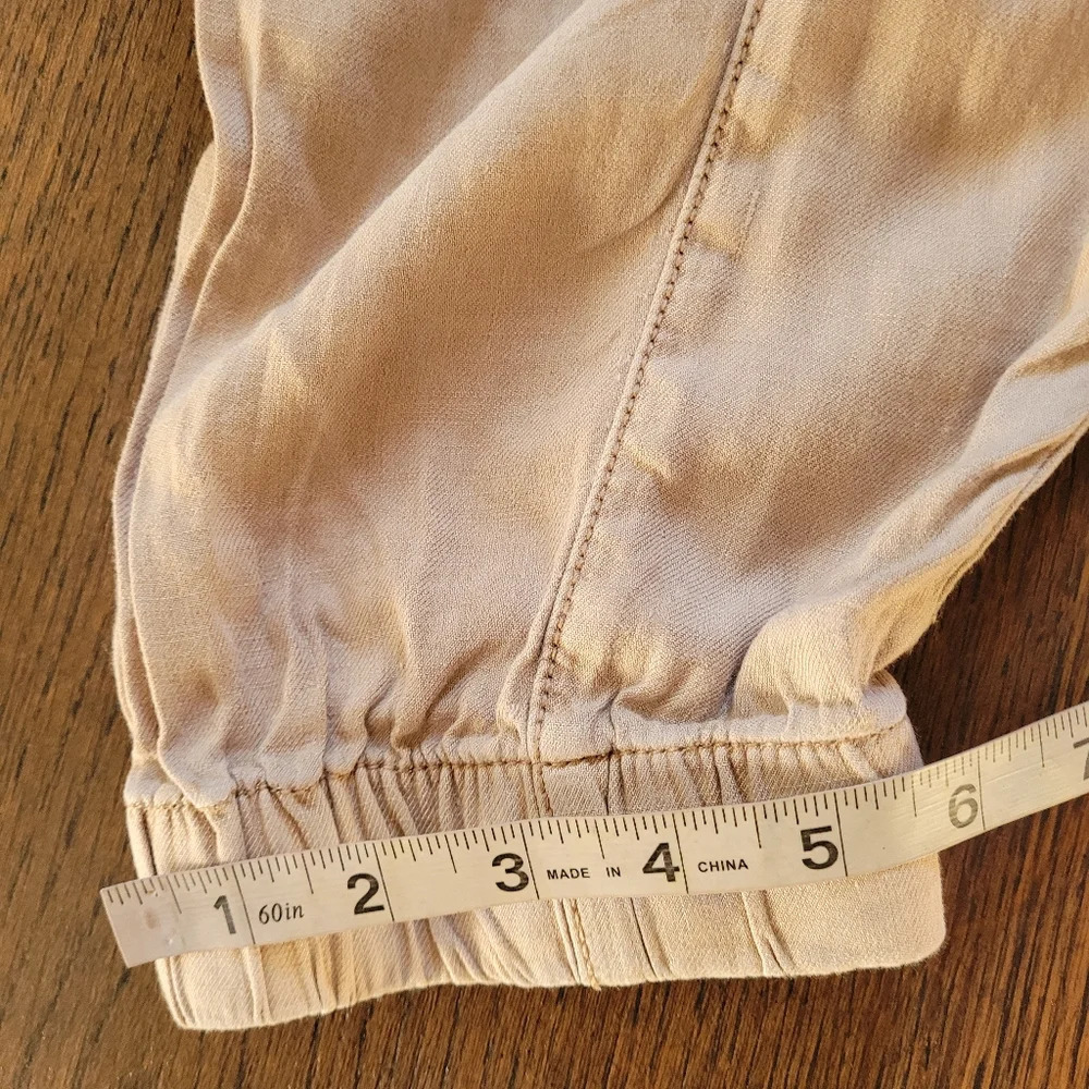 American Eagle Tan Linen Blend Cargo Elastic Cuff Joggers Size Women 16 - Picture 10 of 13